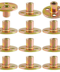 12 Pack Round Base T Nuts 1/4-20 Thread Screw-In Flange Inserts For Wood Furniture Hardware Carbon Steel Plate Nuts Female Thread T Nuts Indoor Outdoor Use Pro Grade Cabinets Shelves DIY Projects, displayed in packaging