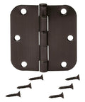Rounded Five Eighths Radius Interior Door Hinges Set, Eighteen Pack, Oil Rubbed Bronze Finish with screws, 3.5 by 3.5 inches
