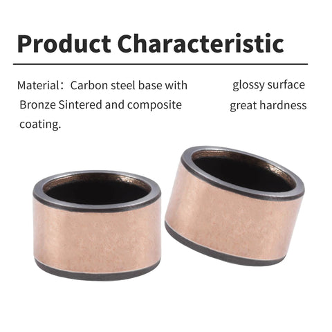 10 Pcs Oilless Sleeve Bearings Set 6mm Bore 8mm Outer Diameter 4mm Length Bronze Sintered And Composite Coating Carbon Steel Base
