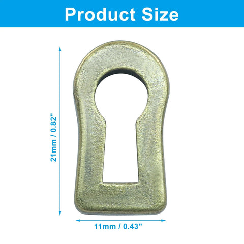 Front view of bronze keyhole cover with dimensions, part of 8Pcs Bronze Skeleton Key Covers For Furniture Keyholes Zinc Alloy Antique Style Keyhole Lids.