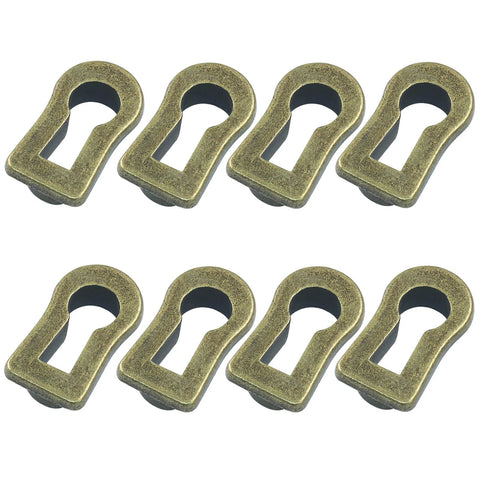 8Pcs Bronze Skeleton Key Covers For Furniture Keyholes Zinc Alloy Antique Style Keyhole Lids arranged in two rows