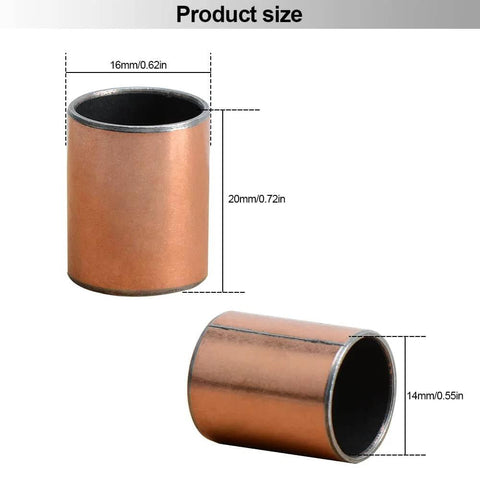 6 Pcs Sleeve Bearings 14mm Bore 16mm Outside Diameter 20mm Length Oil Free Bronze Sintered Bushing Size Diagram