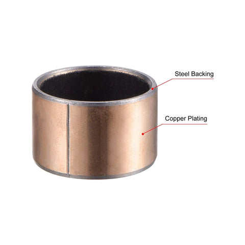 Sleeve Bearing 20mm Bore 23mm OD 15mm Length Oilless Wrapped Bronze Sintered Bushings, Steel Back, Copper Plating
