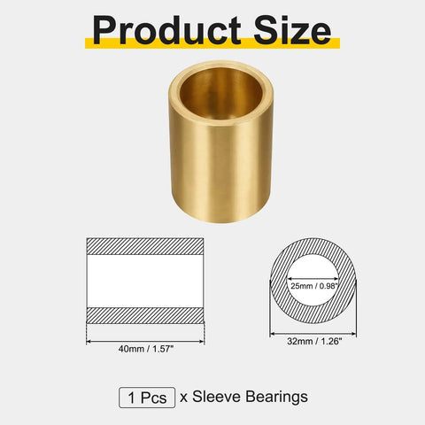 Product size diagram of Self Lubricating Sintered Bronze Sleeve Bearings 25mm Bore By 32mm OD By 40mm Length