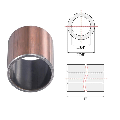 Sleeve Bearing 3/4 Inch Bore 7/8 Inch OD 1 Inch Length Self Lubricating Oilless Wrapped Bushings Bronze Sintered Composite Coated