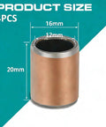 Four Pack Sleeve Bearings 12x16x20mm Oilless Self Lubricating Bronze Bushings with product dimensions displayed.