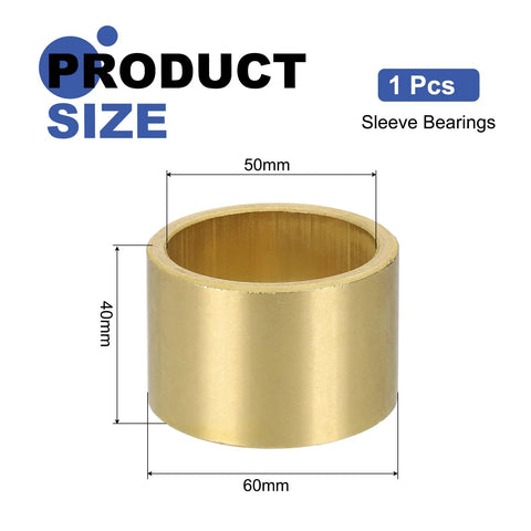 50mm Bore Sintered Bronze Sleeve Bearing Self Lubricating 60mm Outer Diameter 40mm Length Low Friction Bushing for Machinery
