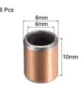 Oilless Sleeve Bearings 6mm Bore 8mm OD 10mm Length Set Of Six Bronze Sintered Composite Coated Carbon Steel Base