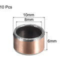 Sleeve Bearing 8mm Bore 10mm OD 6mm Length Oilless Bushings 10pcs No Lubrication Needed Bronze Sintered Carbon Steel