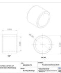 Technical drawing of Plain Bronze Sleeve Bearing Self Lubricating Powdered Metal SAE 841 Bore One Half Inch OD Five Eighths Inch