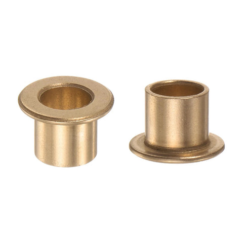 Two Pack Flanged Sleeve Bearing 8mm x 10mm x 10mm Bronze Oilless Bushing For Equipment And Machinery Use