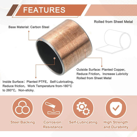 10 Pack Sleeve Bearings One Inch Bore And One And One Eighth Inch Outer Diameter One Inch Length Self Lubricating Oilless Bushings Features