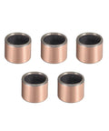 Pack of 5 Sleeve Bearing 12mm Bore 15mm OD 12mm Length Oilless Bronze Sintered Coated Plain Bearings displayed on white background