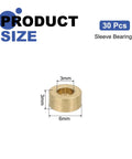 30 Pcs Sleeve Bearings 3mm Bore 6mm Outer Diameter 3mm Length Self Lubricating Sintered Bronze Bushings with size dimensions