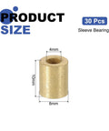 30 Pcs Sleeve Bearings 4mm Bore 8mm OD 10mm Length Self-Lubricating Sintered Bronze Bushings