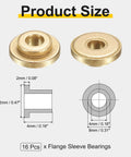 Diagram showing 16 Pcs Flange Sleeve Bearings 4mm Bore 8mm OD 4mm Length with dimensions and design details for precision applications.