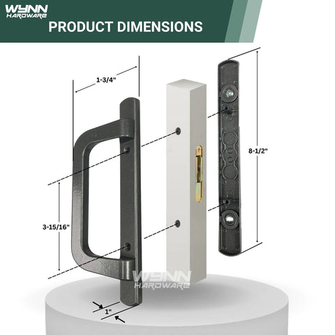 Bronze PGT Sliding Door Handle Set For Replacement And Repair, Fits 3-15/16 Inch Hole Spacing, Includes Screws And Latch Lever