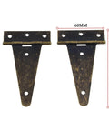 Set Of 2 Heavy Duty Bronze T Hinges For Barn Doors Cabinets Wooden Boxes And More 10.1 By 6 Centimeter Galvanized Iron Flat Hinge With Screws Durable Humidity Resistant Low Profile Design For Seamless Surface Mounting shown with dimensions