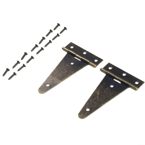 Set Of 2 Heavy Duty Bronze T Hinges For Barn Doors Cabinets Wooden Boxes And More 10.1 By 6 Centimeter Galvanized Iron Flat Hinge With Screws