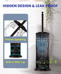 Anti Hand Off Toilet Plunger with Holder, bronze finish, rust-resistant iron and powder-coated canister for deep cleaning clogs.