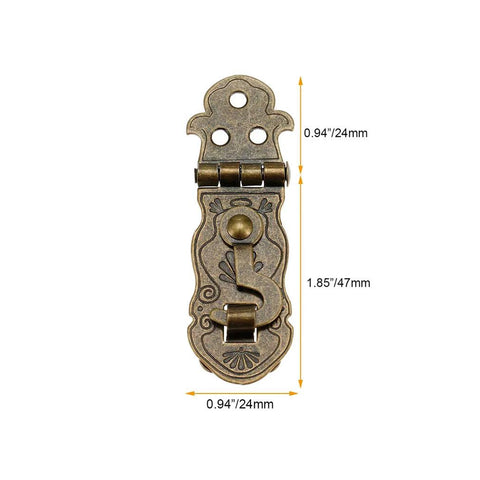 Front view of 2 Pcs Vintage Style Notebook Hasp Set Bronze Tone Iron Antique Box Latch With Screws 90 Degree Hardware for Diaries
