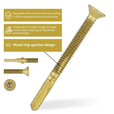 300 Piece Heavy Duty Trailer Deck Screws Set Size 14 X 2-3/4 Inch Torx T30 Self-Tapping Wood To Metal Fasteners With Reamer Tip