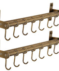 Pot Rack - Pots & Pans Hanging Rack with 8 Hooks, Double Bars, Wall Mounted, Bronze, Pack of 2 shown in bronze finish