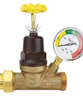 Heavy Duty Three Quarter Inch Bronze Double Union Threaded Water Pressure Regulator With Gauge From Apollo, Lead Free Bronze Construction
