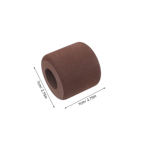 Brown EVA foam cylindrical door clamp with size dimensions, part of a 3 Pack EVA Door Clamps And Door Stops For Finger Pinch Guard And Anti Slam Edge Protector, No Tools Required Installation, Easy Setup Door Stopper Kit For Home Office Apartment Doors