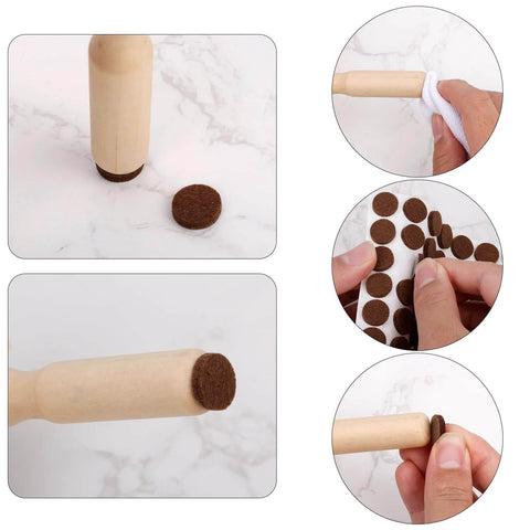 48 Pack Brown Felt Furniture Pads For Cabinets And Home, self adhesive bumpers applied to chair legs, easy to peel and stick.