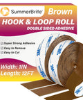 Heavy Duty Double Sided Hook And Loop Tape 12 Ft Cuttable Interlocking Fasteners for Home Office Car School and DIY Projects Brown
