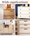 4 Pack Leather Cabinet Handles With Screws, Soft Brown Leather Pulls on various cabinets, demonstrating wide applications
