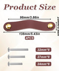 4 Pack Leather Cabinet Handles With Screws, Soft Brown Leather Pulls For Cabinets Wardrobes Drawers Dressers And Doors, size details