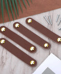 4 Pack Leather Cabinet Handles with Screws, Soft Brown Leather Pulls for Cabinets Wardrobes Drawers Dressers and Doors