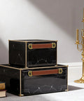 Marble boxes with Three Piece Brown Leather Drawer Pulls Set With Mounting Screws For Cabinets Trunks And Suitcases Leather Strap Handles