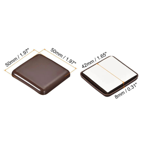 Furniture Sliders, 8Pcs 2" - Plastic Self-Adhesive Square Sliding Pads, Chair Glides for Carpeted Tile Vinyl Hardwood Floors (Brown)