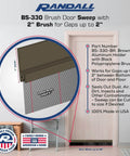 Heavy Duty Brush Door Sweep - 48" Long Brown Draft Stopper - Aluminum Holder with 2" Polypropylene Bristles shown with door