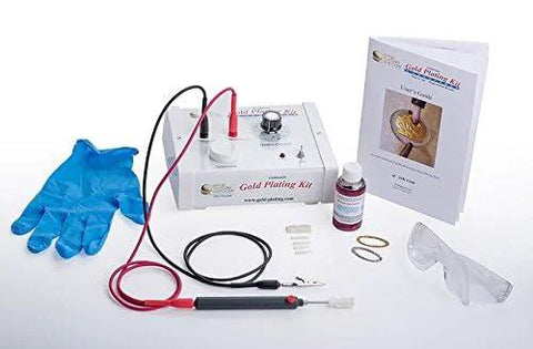 Brush Plating Kit With 24K Gold Solution Complete Gold Plating System with components, gloves, and user guide