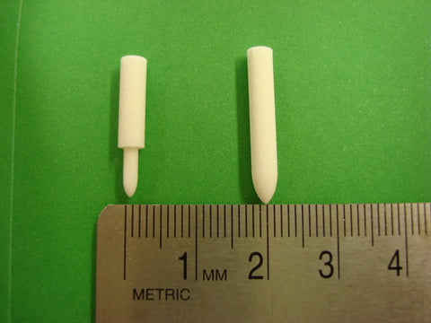 Two white brush plating tips next to a ruler, part of the Brush Plating Kit With 24K Gold Solution Complete Gold Plating System For Precise Finishes