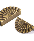 Brushed Antique Brass Cabinet Pulls 6 Pack 3 Inch Vintage Half Moon Sunflower Drawer Handles