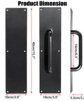 Dimensions of Two Piece 16 Inch Stainless Steel Door Handle Pull And Push Plate Set Heavy Duty Gate Handle Bar Brushed Black