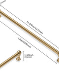 Two Pack 12 Inch Center To Center Brushed Brass Cabinet Pulls set dimensions and close-up view.