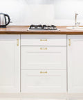 White kitchen cabinets with 2 Pack 3 Inch Center Kitchen Cabinet Handles In Brushed Brass Solid Zinc Alloy Dresser Pulls For Cabinets And Drawers