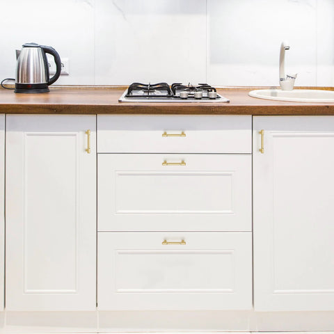 White kitchen cabinets with 2 Pack 3 Inch Center Kitchen Cabinet Handles In Brushed Brass Solid Zinc Alloy Dresser Pulls For Cabinets And Drawers
