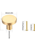 Eight Piece Brushed Brass Cabinet Knob Set With Solid Round Hardware For Kitchen Cabinets Dresser Drawers Cupboards Wardrobes Includes Screws 20x28mm Durable Brass Finish