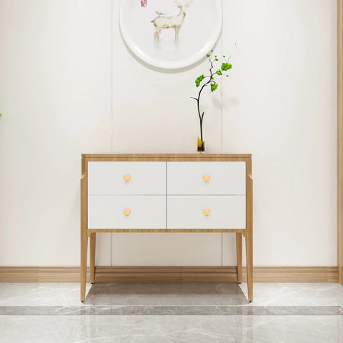 Dresser with Eight Piece Brushed Brass Cabinet Knob Set With Solid Round Hardware For Kitchen Cabinets Dresser Drawers Cupboards