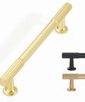 5 Inch Hole Center Cabinet Pulls 10 Pack Brushed Brass Solid Zinc Alloy Hardware for Cabinets, Cupboards, Furniture