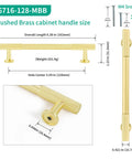 5 Inch Hole Center Cabinet Pulls 10 Pack Brushed Brass Solid Zinc Alloy Hardware dimensions with detailed measurements