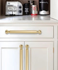 10 Pack 5 Inch Center To Center Brushed Brass Cabinet Pulls Satin Brass Cabinet Hardware on white kitchen cabinets