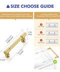 2 Pack 3 Inch Center Kitchen Cabinet Handles In Brushed Brass Solid Zinc Alloy Dresser Pulls Size Guide Diagram